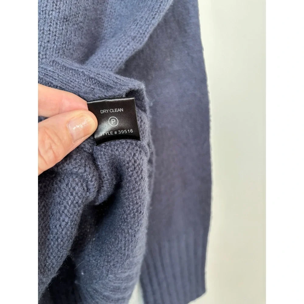 360Cashmere Navy Blue Merino Wool Cashmere V-Neck Sweater 39516 Mens Medium